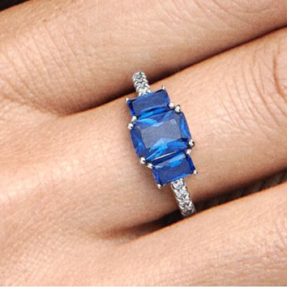 Pandora Blue and Silver Sapphire Ring